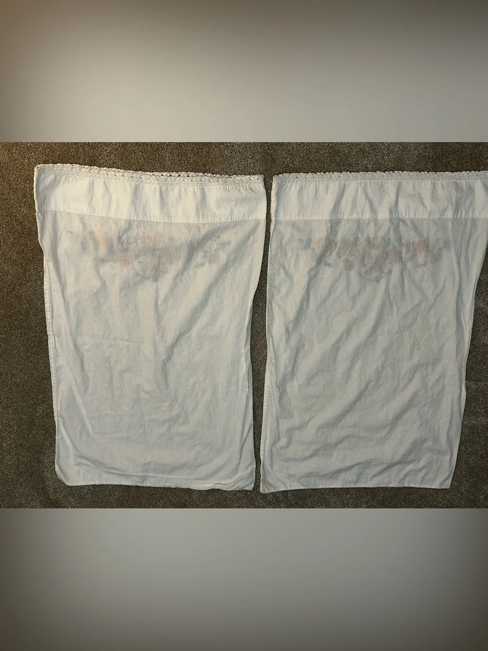 Vintage Embroidered Floral Pillowcases Set of 2 Crochet Lace Cottagecore